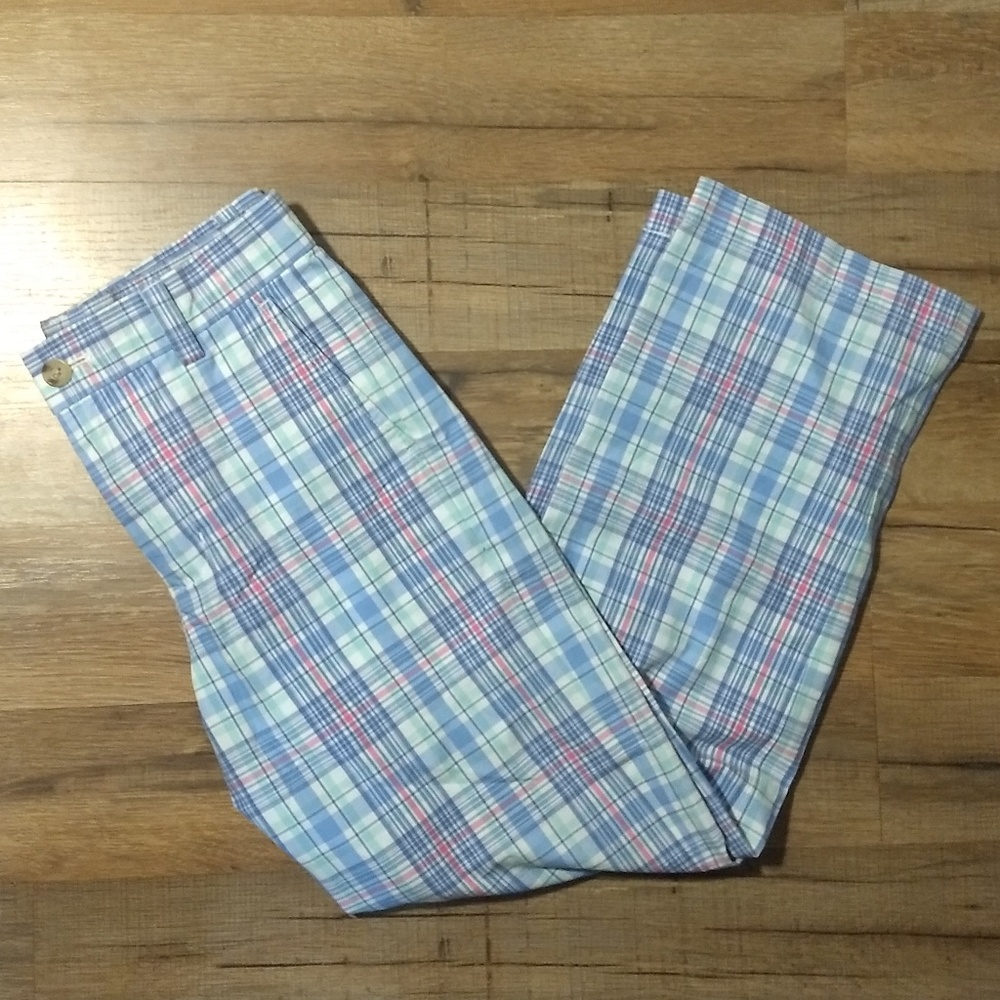 Vineyard Vines Seafeather Plaid Breaker Pants Sz 8